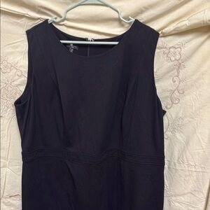 Talbots Black Midi Sheath Dress Crew Neck Sleeveless